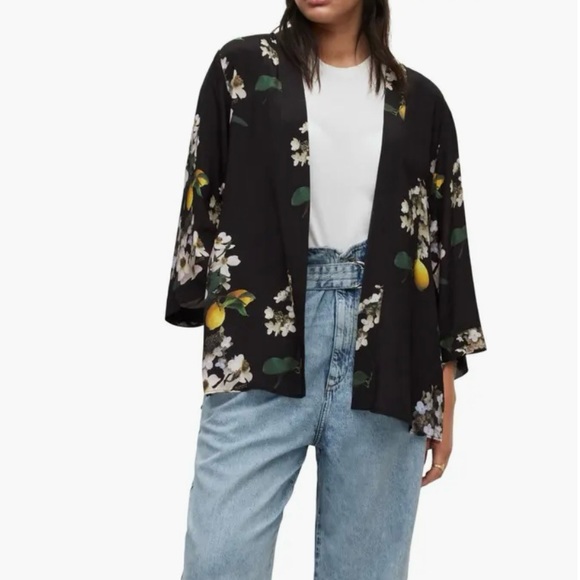 All Saints lightweight lemon 🍋 print half kimono/pool coverup! ☀️ - Picture 2 of 6